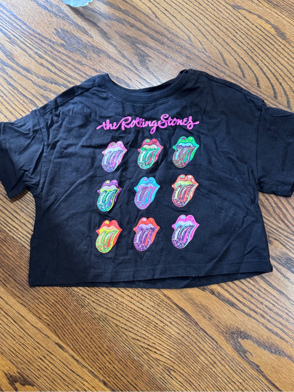 Old Navy Black Kids Rolling Stones Graphic Tee with Neon Accents